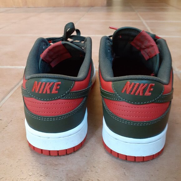 Size 9 Nike Dunk Low Cargo Khaki Mystic Red Sneakers DV0833-600 - Picture 5 of 10